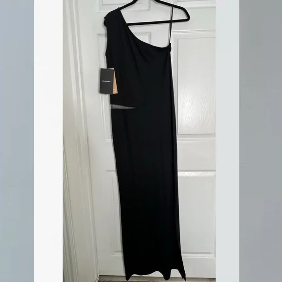 NWT Marcella Elegant Black One-Shoulder Maxi Dress Sz L Cocktail Evening Party - Picture 3 of 14